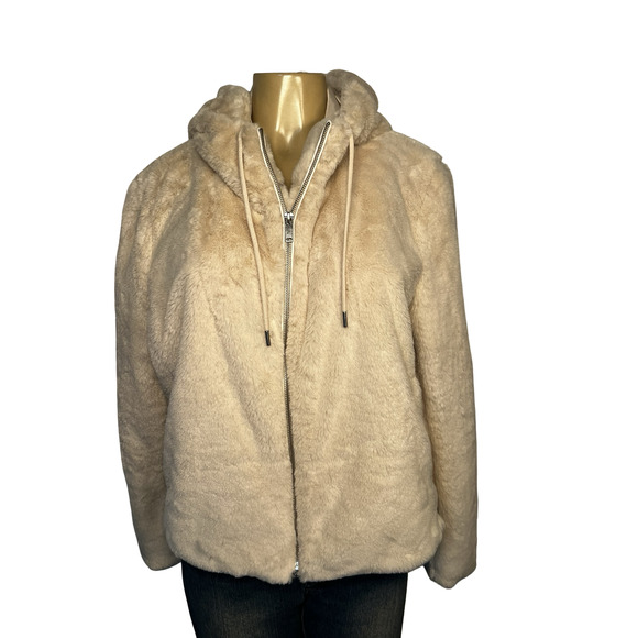 Relish Noless Jacket Womens XL Beige Faux Fur Hooded Full Zip Plush Lined Teddy - Picture 4 of 10